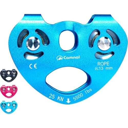 Outdoor double-axle double-pulley group mountaineering, rock climbing, cross-rope, steel cable pulley, high-altitude operation
