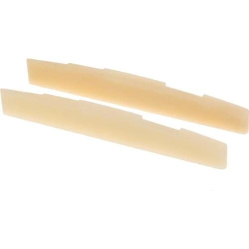 Musiclily Pro 73.15mm Universal Compensated Unbleached Bone Saddle for 6-String Acoustic Guitar (Set of 2)
