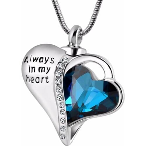 Heart Urn Necklaces for Ashes Always in my heart memorial cremation jewelry fashion ash urn pendant necklace