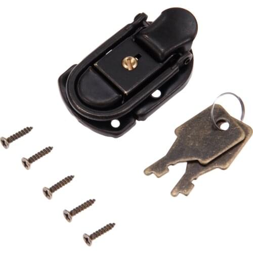 1set Box Toggle Latch Lock+Key Antique Bronze Zinc Alloy Clasp Bag Buckle Vintage Wooden Jewelry Wine Gift Case Decor 58*34mm