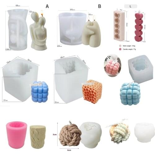 1pcs Round Square Honeycomb Pattern Candle Mold Handmade Scented Candle Diy Art Candle Silicone Mold Gypsum Soap Molds