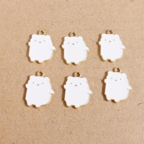 10pcs 17*22mm Cartoon Enamel Bear Charms for Jewelry Making Alloy Animal Charms Pendants Fit Necklaces Earrings DIY Accessories