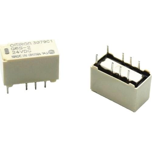 100Pcs 5V/12V/24V Relay G6S-2-5VDC G6S-2-12VDC G6S-2-24VDC 250VAC/DC220V 8PIN Mini Signal Switch Relay 2A