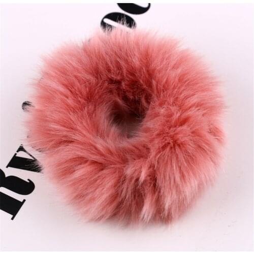 1x Winter Soft Fluffy Faux Fur Fuzzy Scrunchie Women Elastic Hair Band Ring Rope For Girls Solid Color Korean Hair Accessories