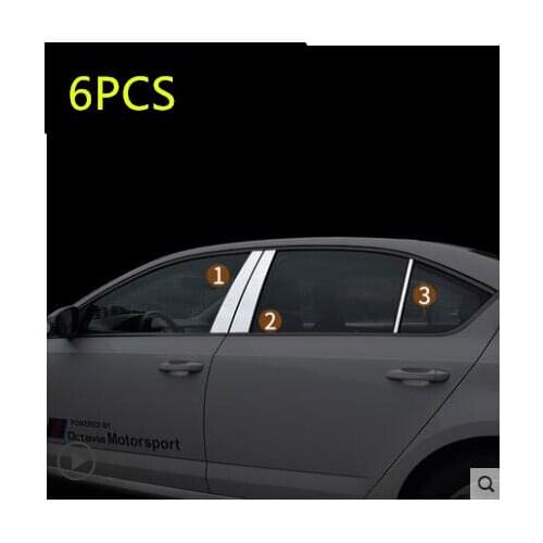 6PCS Stainless Steel Window Middle ABC Pillars Decorated Shiny Mouldings For Skoda Kodiaq CA164A
