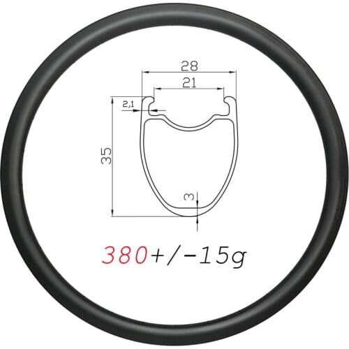 700C Ultralight 380g 35mm deep all road gravel bike clincher tubeless disc carbon rim 35×28mm 21mm inner wide UD 3K 12K 20-32H