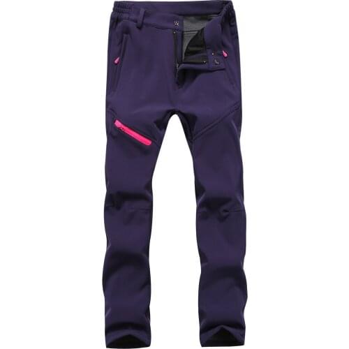 Softshell Pants Women Thick Warm Fishing Camping Hiking Waterproof Windproof Winter Fleece Trousers Female
