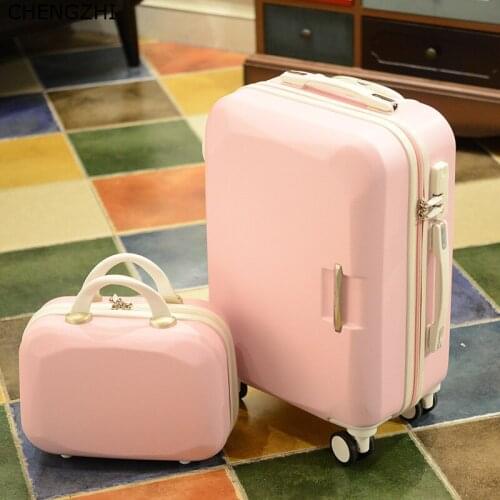 CHENGZHI 20"22"24"26inch Women Travel Luggage Set Trolley Suitcase With Cosmetic Bag Women Wheeled Rolling Luggage On Wheels