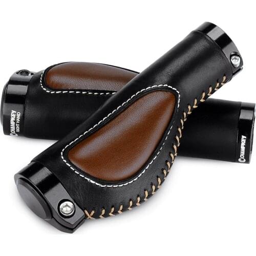 Bicycle Handlebar Grip Aluminum Alloy Lock Ring Leather Mountain Bike Handlebar Cover Meat Ball Bike Shock Absorber Grip