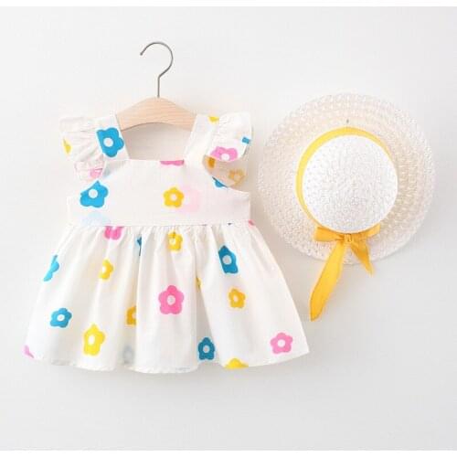 Childrens wear a girls dress in summer, baby girl in summer, flower cotton princess dress