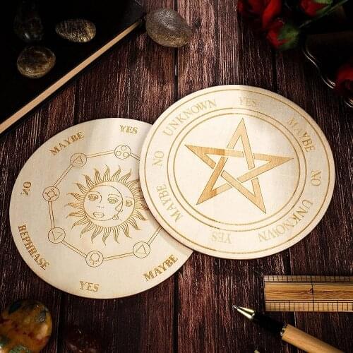 Crystal Energy Disk Oak Witch Carved Wooden Divination Pendulum Props Board Wooden Carven Board Altar Astrolabe Props