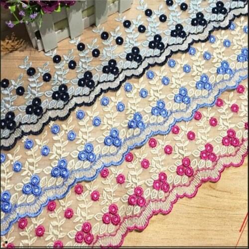 Lace mesh bottom embroidery accessories 10cm polyester double color water soluble embroidery lace barcode