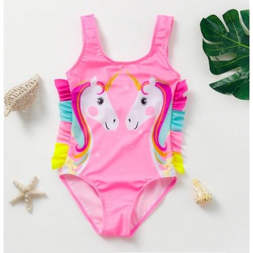 New 2021 Girls Swimwear 3~10Years Girls Swimsuit One Piece Unicorn Girls Swimwear Children Beachwear Bathing Suit