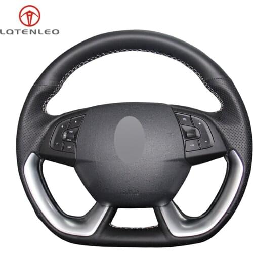 LQTENLEO Black PU Artificial Leather HandSewing Car Steering Wheel Cover For Citroen DS5 DS 5 DS5LS DS 5LS DS4S DS 4S DS6 DS 6