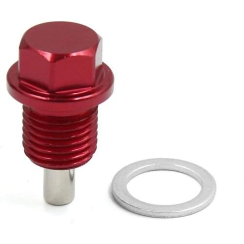 Uxcell M14 x 1.5 Red Aluminum Alloy Magnetic Engine Oil Pan Drain Bolt Screw for Car
