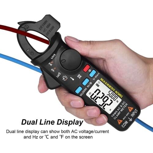 MAXRIENY ACM91 LCD Backlight Auto Range Clamp Meter AC/DC Voltage Current Resistance Capacitance Temperature Frequency Tester