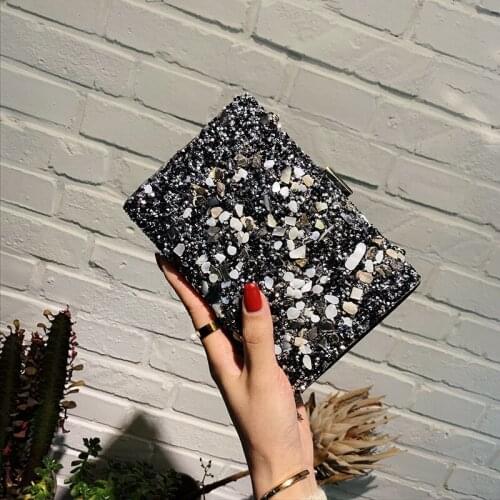 2021 New Rhinestone Shiny Evening Clutch Bag Wedding Purse Fashion Dinner Clutch Bag Square Box Bag Messenger Bag Female Bag