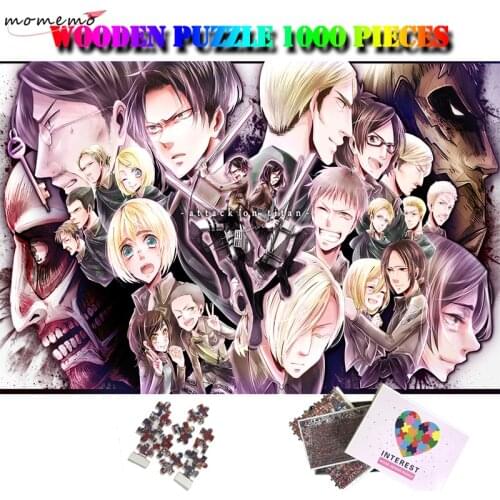MOMEMO Attack on Titan 1000 Pieces Cartoon Anime Jigsaw Puzzles for Adult Wooden Assembling Puzzles Toy Kids Children Nice Gifts