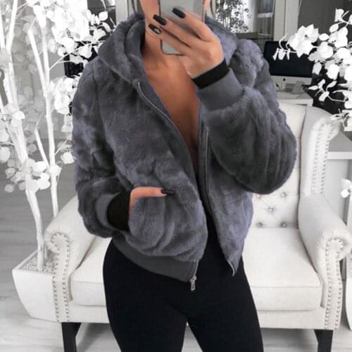 2021 New Faux Fur Women Coat with Hooded Fashion Christmas Furry Coat Black Red Fake Rabbit Fur Outwear Pink Faux Fur Jacket