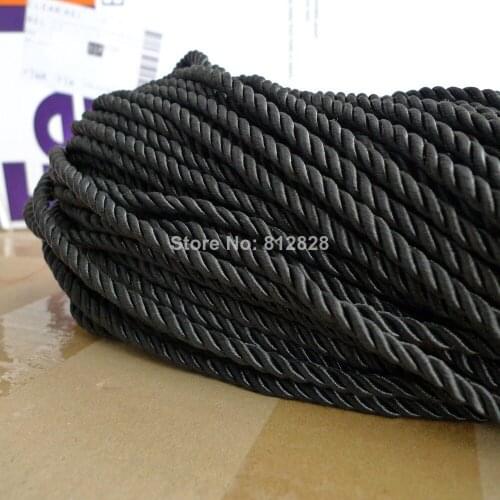 100 Meters 5mm Black Color Decorative Polyester Twisted Cords 20 Colors Available