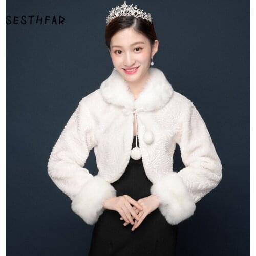 Faux Fur Cape Cloak Winter bridal dresss Coat Wedding Shawl and Cape for Tippet Bolero wedding Jacket