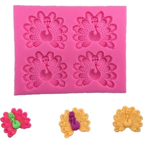 Lovely Peacock Cartoon Animals 3D Chocolate Silicone Mold Pastry Mould Biscuits Molds Fondant Cake Decoration DIY Baking Tools