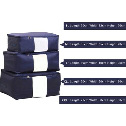 Oxford Quilt Storage Bag Collapsible Plus Size Comforter Container Home Storage Organizer Blanket Clothing Storage Storage 60xx