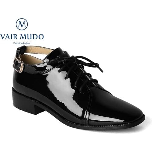 VAIR MUDO Women Pumps Shoes High Heels Elegant Mary Janes Patent Leather Casual Solid Genuine Leather Pumps Shoes WomenWM-X-91-C