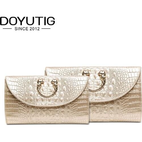 Fashion Alligator Womens Clutch Bag Genuine Leather Lady Golden Envelope Bag Clutch Evening Bags With Two Sizes For Choose A050