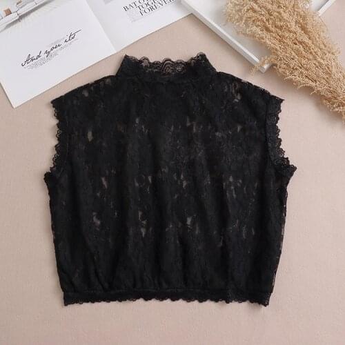 Ladies lace fake collar Women Lace Hook Flower Vintage Fake ShirDouble Layer Ruffles Fake Collar Shou Fake Women Vintage Crystal