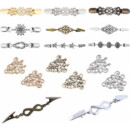 Vintage Alloy Cardigan Clip Women Sweater Blouse Shawl Clips Shirt Pins Zinc Alloy Women Cardigan Clips Collar Clamp