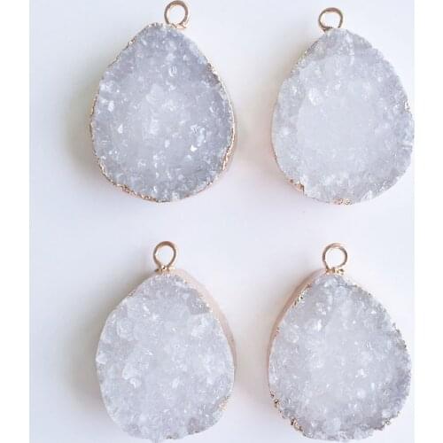 Natural stone White Quartz Necklace Pendant lady stone clock pendulum onyx Druze pendant female gift wholesale 4pcs/lot free