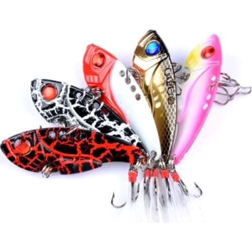 1pc Gorgons Outdoor Fishing Metal Lures 11g Deep Sinking Lipless Crankbait Vibration Fishing Bait Feather Hooks