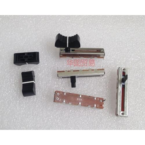 10pcs SC-302N B10K 45MM Balanced Straight Slide Fader Potentiometer / 10KB Handle 10MM with Dust Film + 10pcs fader cap