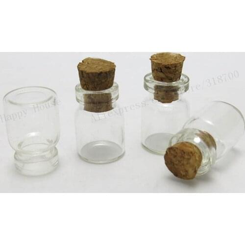 1000 X 0.6ml Mini Clear Glass Bottle with Wooden Cork Refillable Empty Small Sample Vials Wishing Bottle Cosmetic Vials