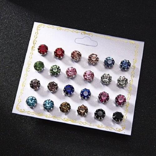 12 pairs/set Crystal Simulated Pearl Earrings Set Women Jewelry Accessories Piercing Ball Stud Earring kit Bijouteria brincos