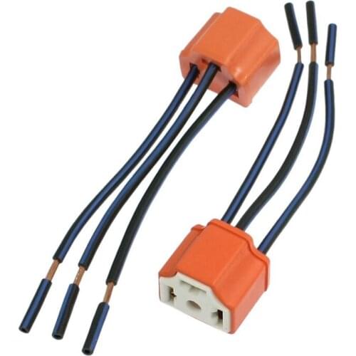 2 x H4 Ceramic Wire Wiring Headlight Harness Sockets for Car Headlight