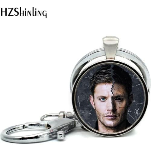 2017 New Arrival Supernatural Dean Pendant Keychains Steampunk Dean Supernatural Glass Cabochon Key ring Wholesale