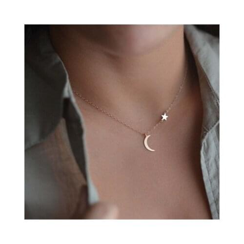 2021Cute Moon Star Necklaces for Women ChokerTemperament Crescent Clavicle Chain Pendant Simple Jewelry Bijoux Collaresl