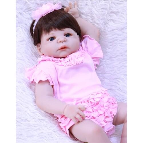 22"55cm Silicone reborn dolls bebe newborn girl real alive can enter water can sit and lie pink princess dolls child gift