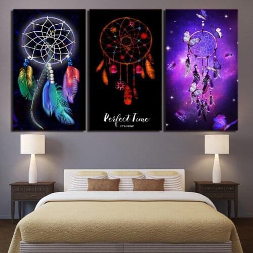 3pcs Triptych full square diamond painting cross stitch dream catcher 5d diamond embroidery mosaic Wedding decoration