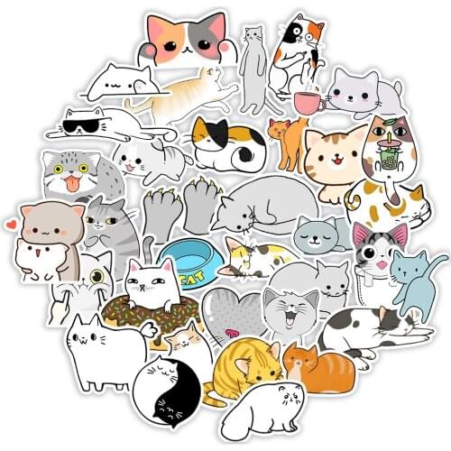 50Pcs Cute Cat Stationery Stickers Kawaii Cartoon Decor Sticker List Diary Sticker For Kids DIY Scrapbooking Diary Albums