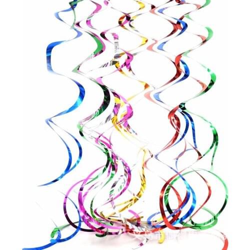 6Pcs Background Hanging Ornaments PVC Spiral Tassel Wedding Birthday Party Decoration Layout Spiral Tassel Pull Flower Pendant