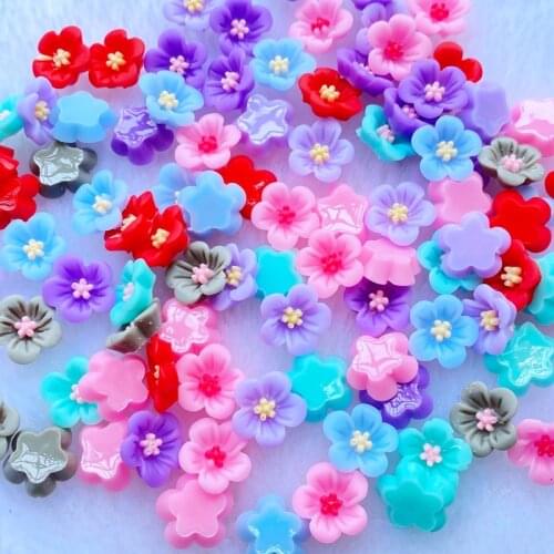 60Pcs Cute Mixed Mini Floret Flat Back Resin Cabochons Scrapbooking DIY Jewelry Craft Decoration Accessories H72