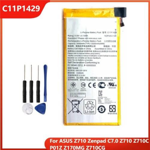 Original Phone Battery C11P1429 For ASUS Z710 Zenpad C7.0 Z710 Z710C P01Z Z170MG Z710CG Authentic Replacement Batteries 3450mAh