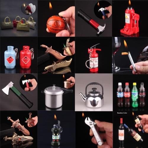 Cigar Butane Keychain Lighter Throwing Supplies Supply Cookware Small Kettle Clamp Wrench Tool Model Inflatable Lighter