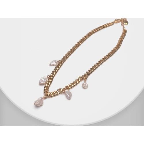 Amorita boutique Natural pearl metal wind necklace style fashionista