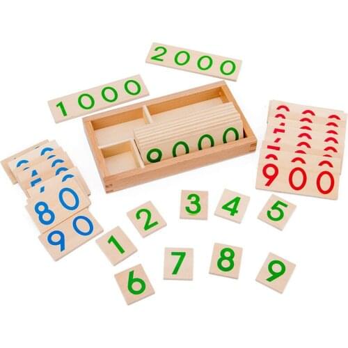 Childrens wooden Montessori numbers 1-9000 learning card math teaching aids preschool children educational toys