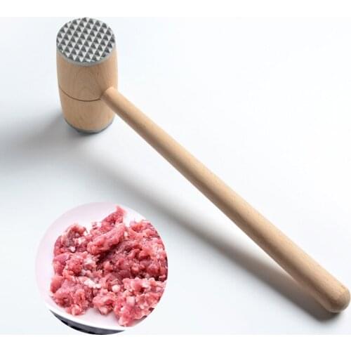 Double-sided Wooden Aluminum Heads Tenderizer Beef Steak Tender Mallet Kitchen Tools Cookware Supplies Pork Chop Chicken Meat Ha