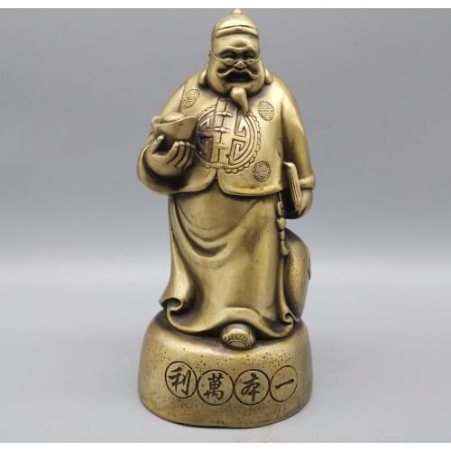 Collection Chinese Brass Carved Instant Millionaire Image People Exquisite Metal Crafts Home Decoration
